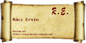 Rácz Ervin névjegykártya