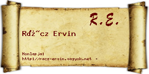 Rácz Ervin névjegykártya